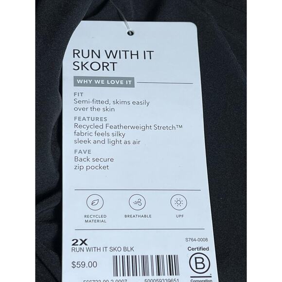 Athleta Run With It 14” Skort Skirt Womens Size 2X Black Pull On Stretch NEW - Picture 6 of 8